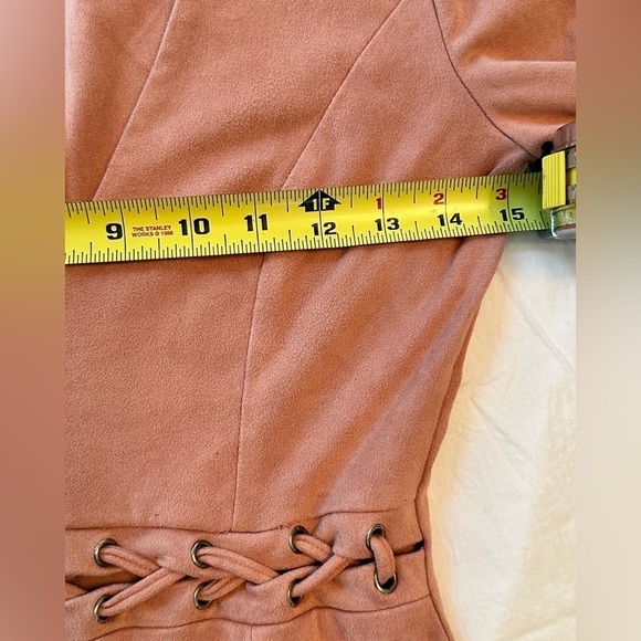 🎉A’GACI Rosey Pink Suede Dress w/Cute Waist Detailing Size Small - Picture 8 of 9